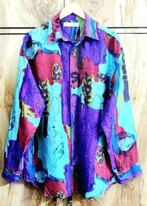 Funky Patterned Button-Up Shirt Size-44
