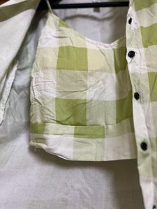 Green Crop Top With Shirt