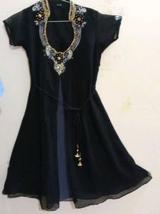 Elegant Black Ethnic Onepiece/ Kurti
