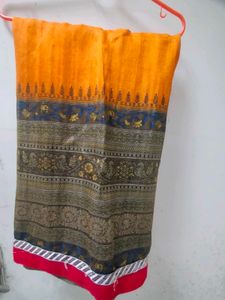 Mustard+ Orange 🍊 Saree With Blouse