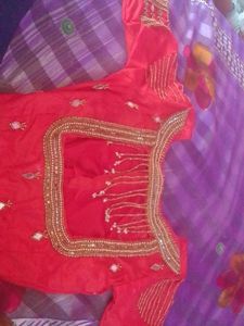 Red Embellished Saree Blouse