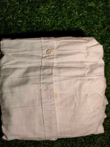 White Linen Striped Casual Shirt