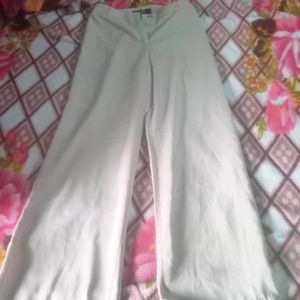 Beige Wide Leg Trousers