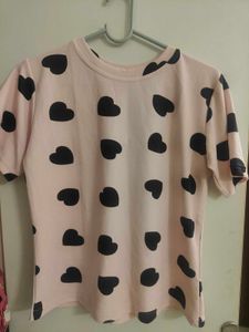 Cute Heart Pink Lounge Shorts Night Suit