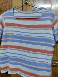 Girls strips tshirt, Medium, length not too short