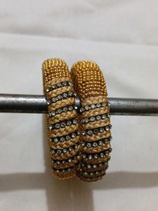 Elegant Gold Beaded Bangles