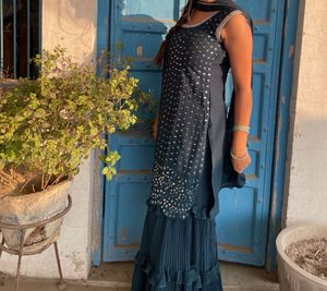Blue Embellished Kurta Set