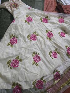 Elegant Floral Gown With Net Jacket