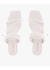 White Braided Block Heel Sandals