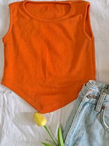 Orange Ribbed Tank