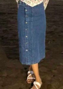 Denim Skirt with Button Detail