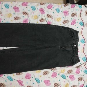 Black Denim Straight Leg Jeans