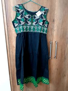 Neck Embroidered Aline Kurta With Brocade Border
