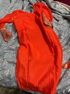 Orange Embroidered Kurta