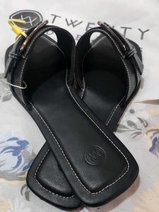 Twenty Dresses Black Buckle Slides