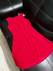 Red backless mini dress