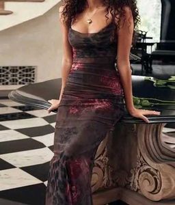 Floral Mesh Maxi Dress