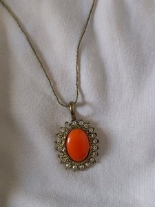 Orange Necklace Earrings Set Party Wear