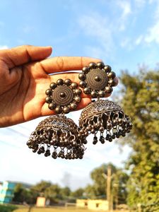Boho Oxidised Jhumkas🖤