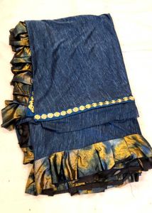 Ruffled Denim Saree