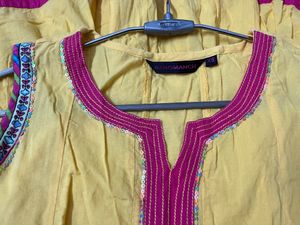 Yellow Anarkali Style Kurta