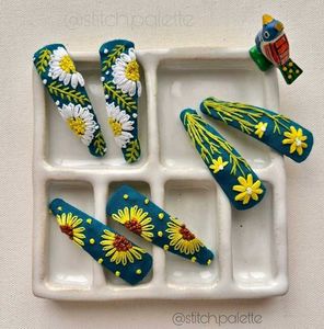 Hand Embroidered Hair Clips