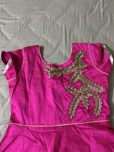 Dark Pink A-line Kurta Set
