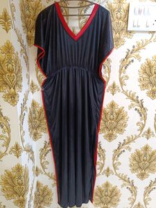 Honeymoon Night Gown - Black Satin Kaaftan