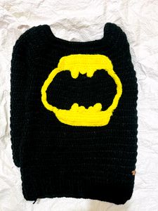 Black Batman Handmade Sweater For Kids(18-24months
