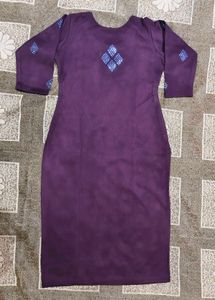 Wine colour winter 3 piece Kurta set.