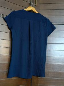 Women Blue Half Sleeve Casual Top