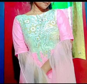 Elegant Pink Embroidered Anarkali Suit