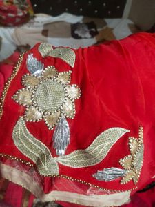 Beautiful Saree Two Colour Orange Nd Pink