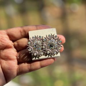 Ethnic Silver Stud Earrings