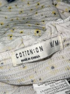 Y2K Korean Cotton On Women&#39;s White and Yellow Crop