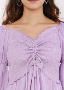 Lilac Smocked Tiered Midi Dress