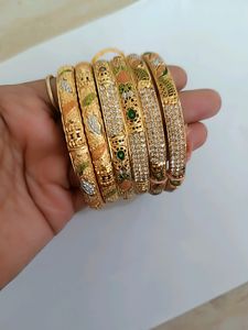 Micro Gold Bangles 3 Pair  Combo Set