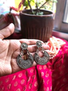 Boho Oxidised Silver Earrings