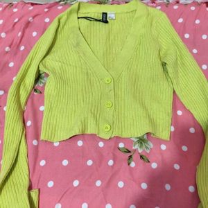 Green Cropped Cardigan