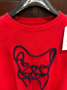 Red Graphic Print Pullover Sweater