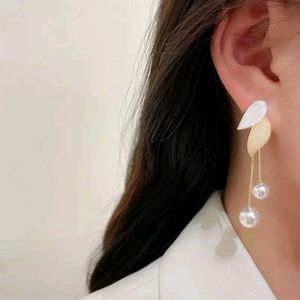Pearl Leaf Drop Earrings