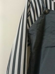 Striped Pinafore Black Dress