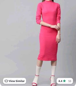 Pink Bodycon Midi Dress
