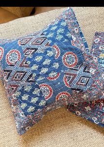 Set Of 8 Ajrakh Kantha Cushions