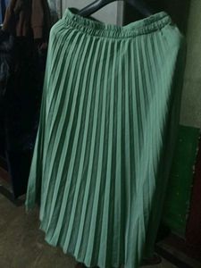 Green Pleated Skirt