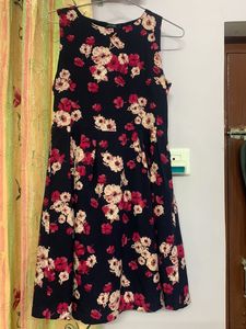 Floral Printed Knee Length Fit N Flare Dress