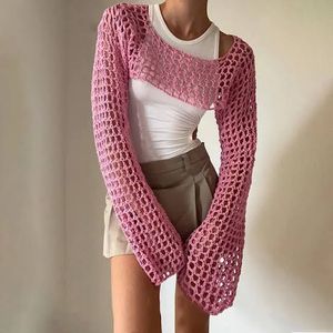 PINK CROCHET  CROP TOP (newme)
