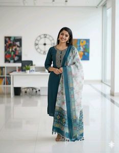 Elegant Teal Kurta Set ,XS Size