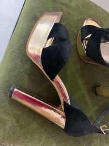 Black &amp; Gold Platform High Heels 36 Size