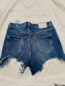Denim Frayed Hem Shorts